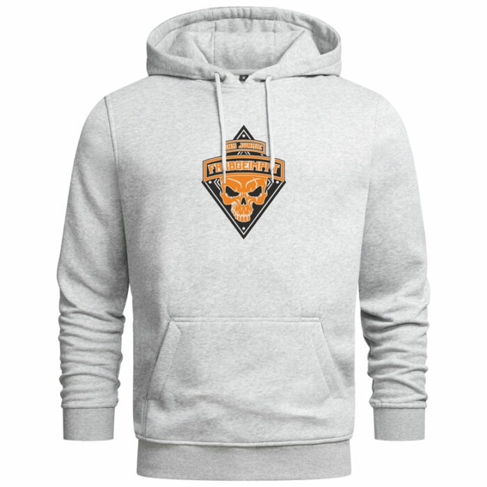 Hoodie-Ink-Junkie-Vorn-Grau-Schwarz-Orange