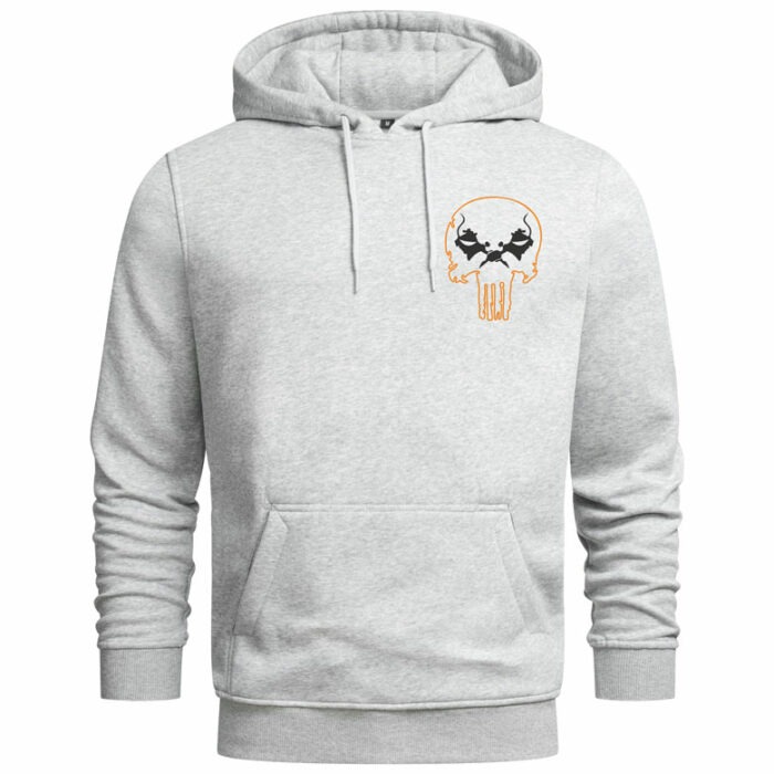 Hoodie-Punisher-vorn-grau-schwarz-orange