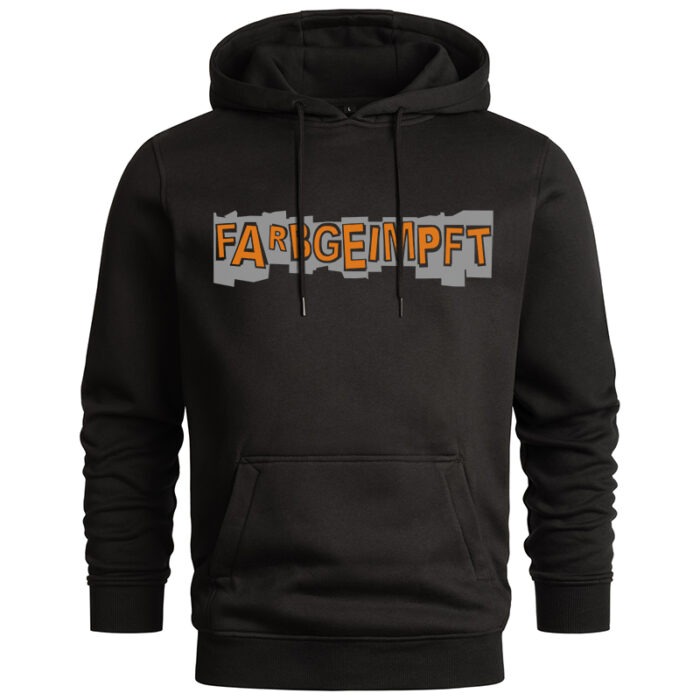 Männer Hoodie vorn-grau-orange