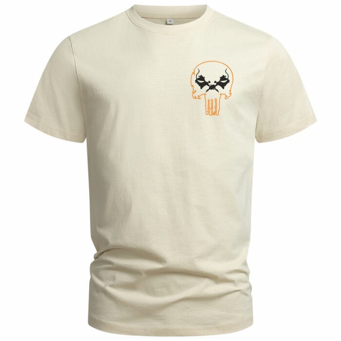 T-Shirt-Punisher-vorn-beige-schwarz-orange