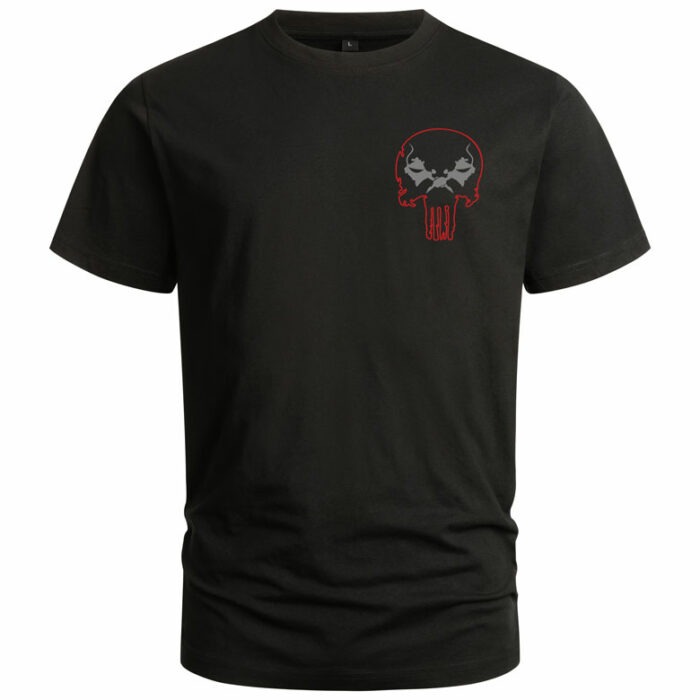 T-Shirt-Punisher-vorn-schwarz-grau-rot